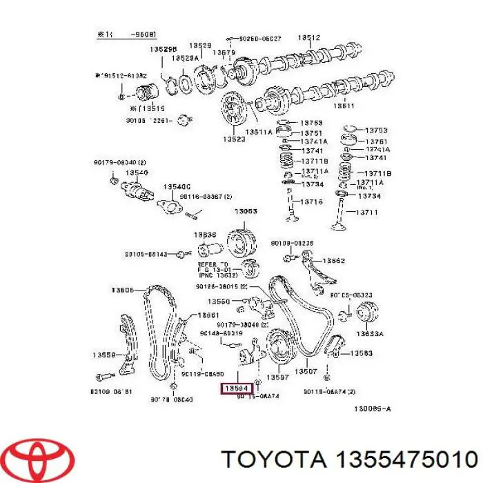 1355475010 Toyota cadeia do mecanismo de distribuição de gás