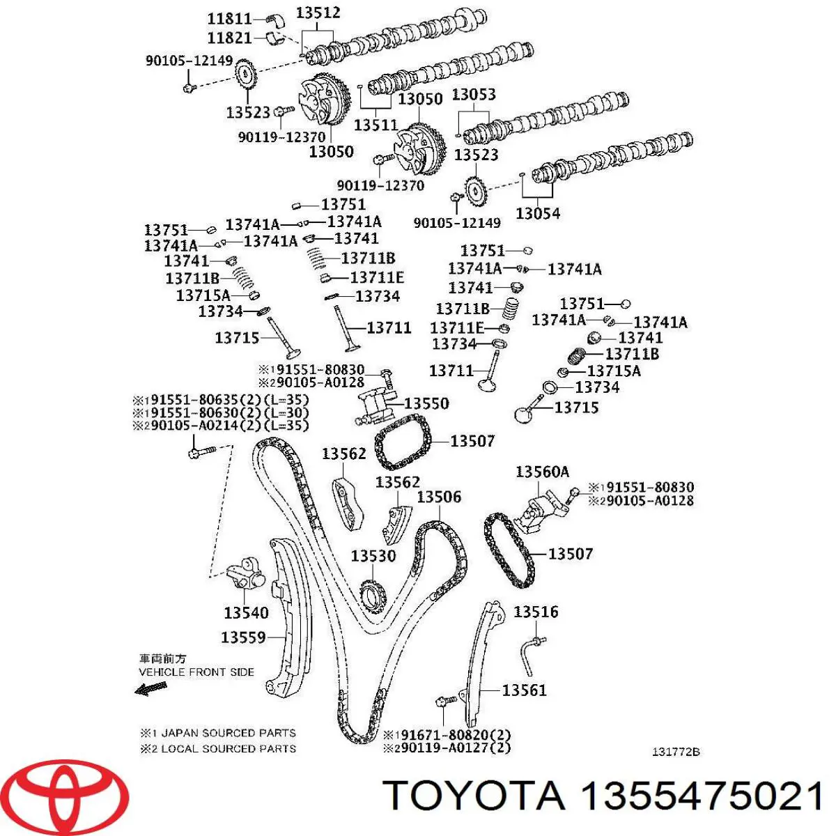 Amortecedor de cadeia do mecanismo de distribuição de gás para Toyota FORTUNER (N15, N16)
