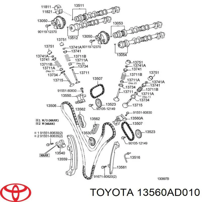 Натяжитель цепи ГРМ левый Toyota 13560AD010 цена, от 21.69 USD