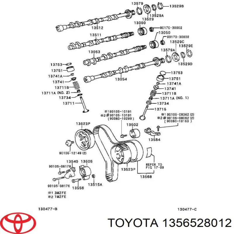 Пружина ролика натяжителя ремня ГРМ Toyota 1356528012