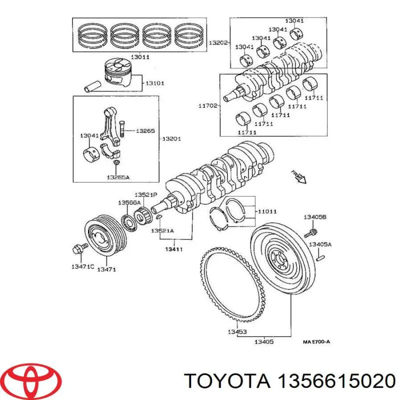 Ремень ГРМ, комплект Toyota 1356615020