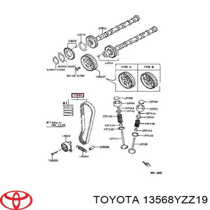 Зубчатый ремень Toyota 13568YZZ19 цена, от 7.28 USD