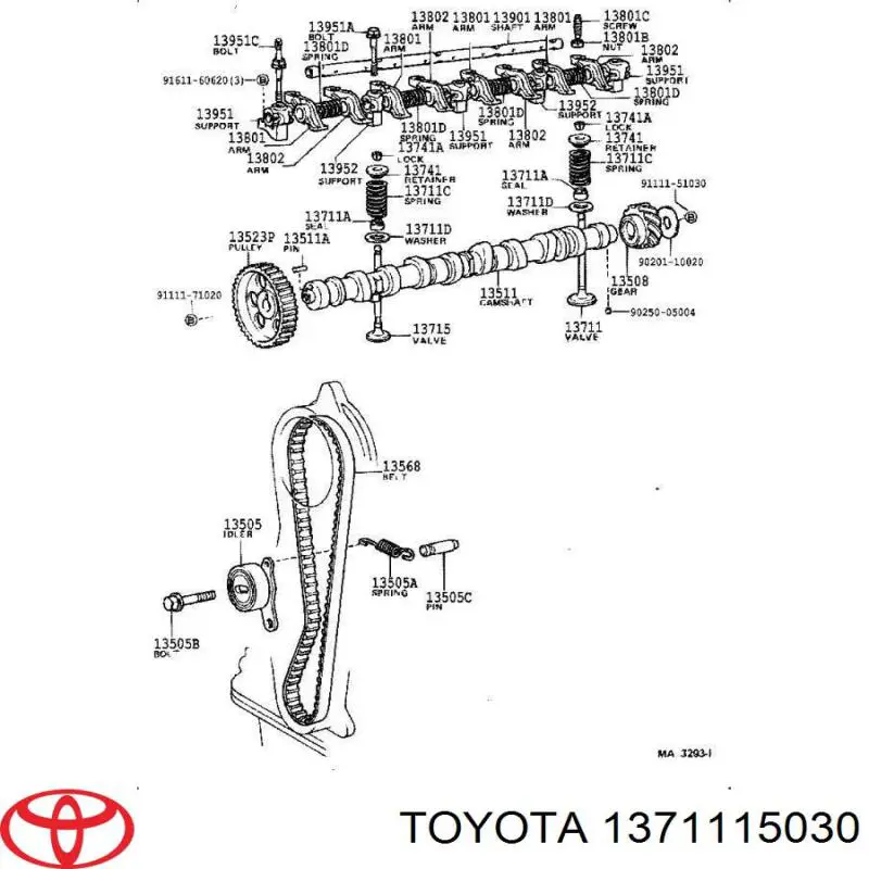1371115030 Toyota клапан впускной
