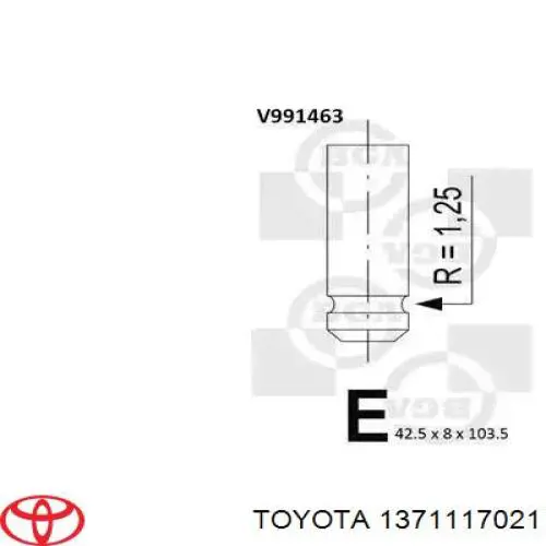 Válvula de admissão para Toyota Land Cruiser (J10)
