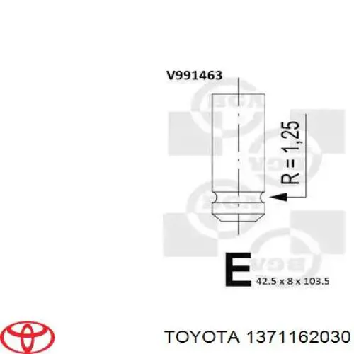 Клапан впускной на Toyota 4 Runner N130