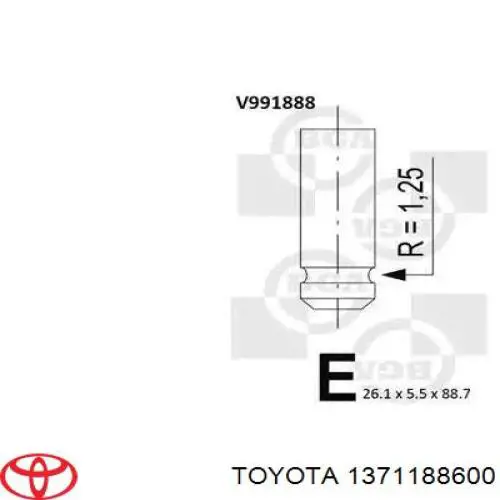 Клапан впускной Toyota 1371188600 цена, от 18.12 USD