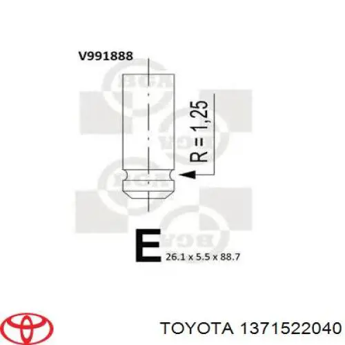 Клапан выпускной Toyota 1371522040