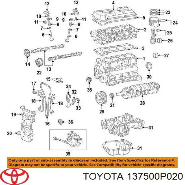 Empujador de válvula 137500P020 Toyota/Lexus