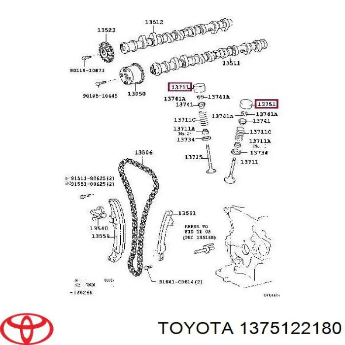 1375122180 Toyota гидрокомпенсатор (гидротолкатель, толкатель клапанов)