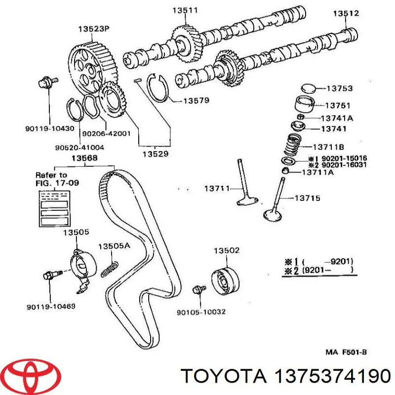 1375374190 Toyota arruela de regulação