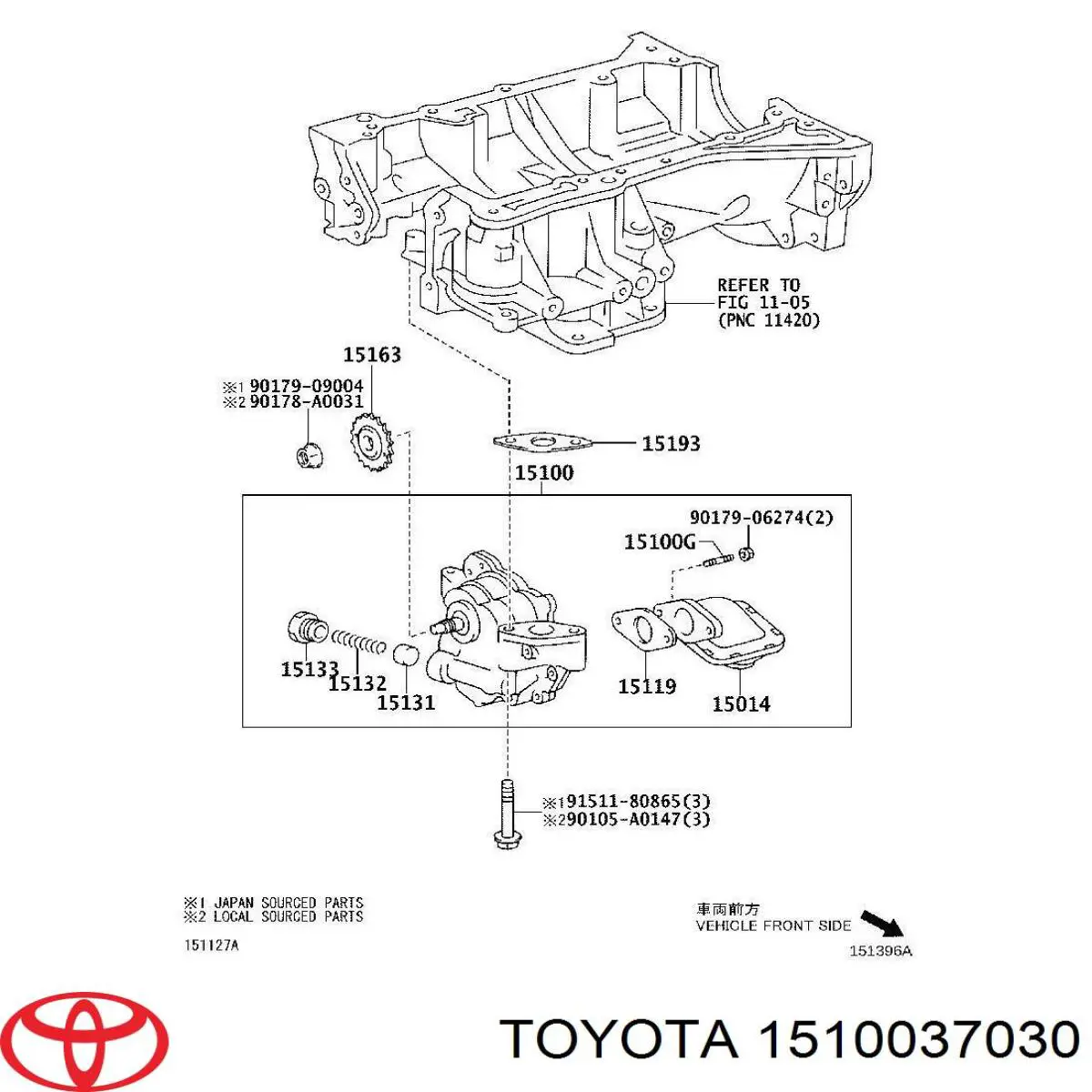 Насос масляный Toyota 1510037030