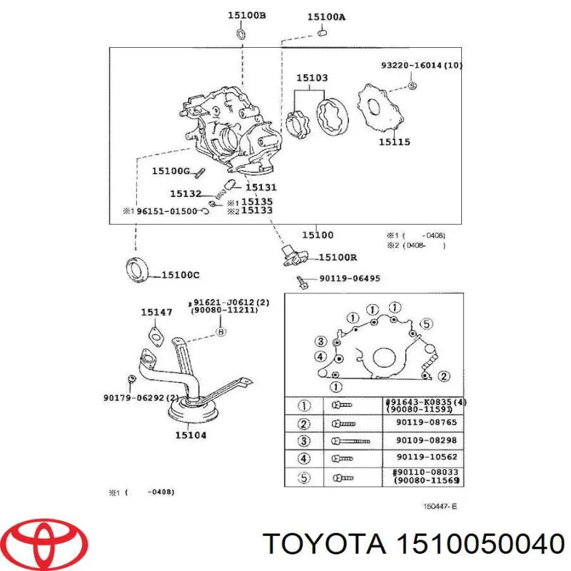 1510050040 Toyota bomba de óleo