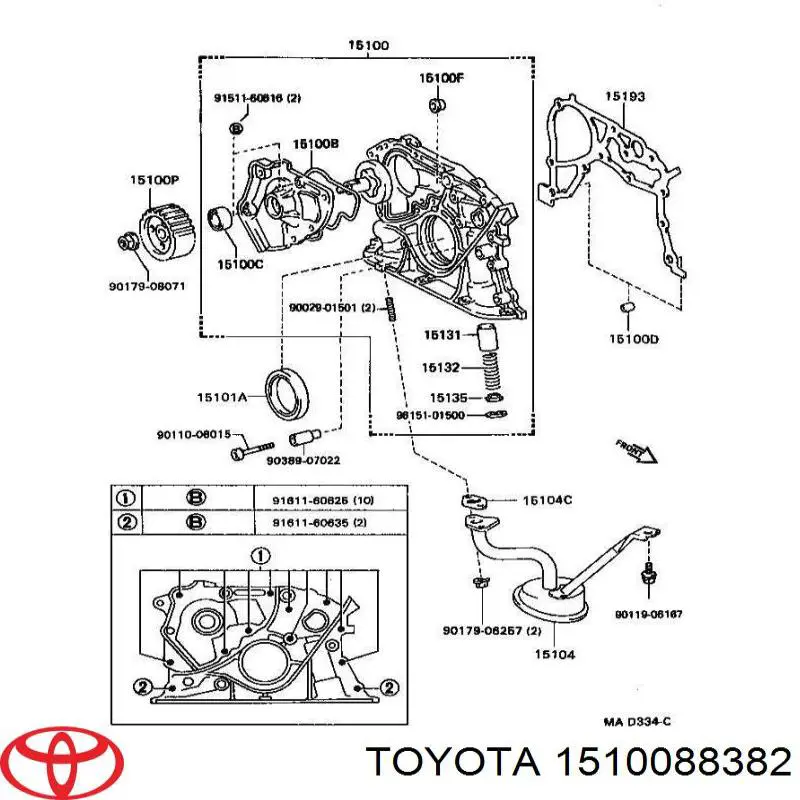 Масляный насос 1510088382 Toyota