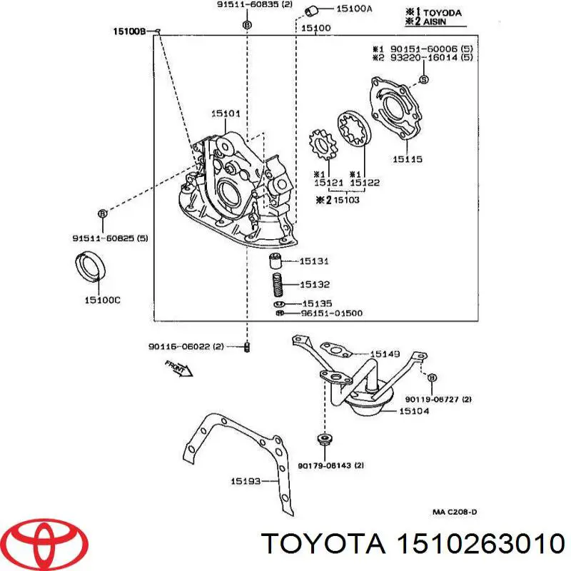 Ремкомплект масляного насоса на Toyota Avensis T22
