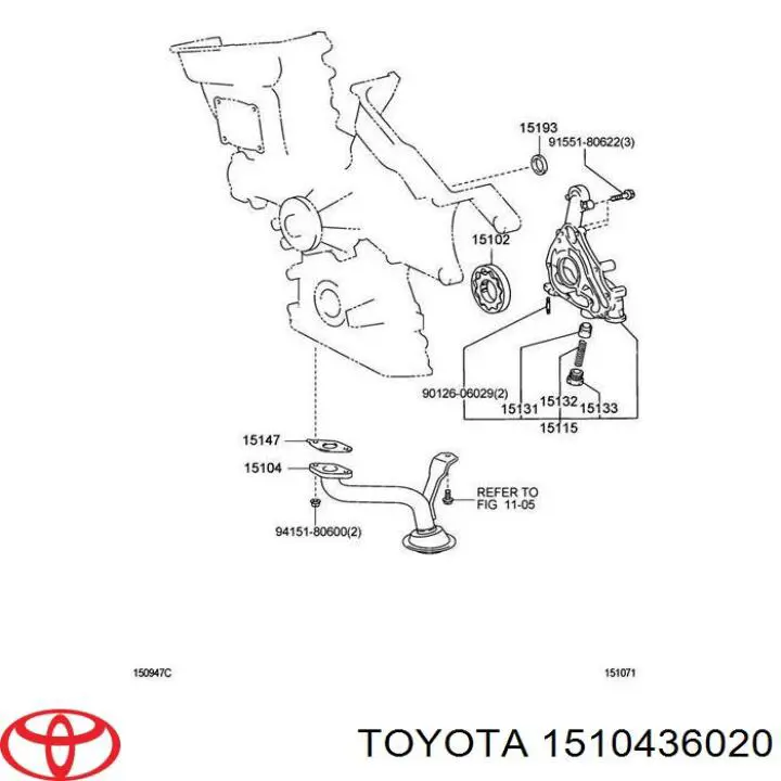 Receptor de óleo (coletor de óleo) para Toyota Camry (V50)