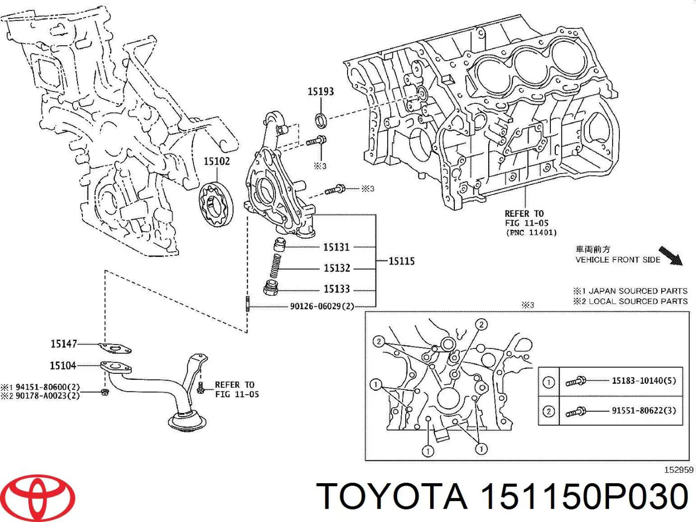 151150P030 Toyota bomba de óleo