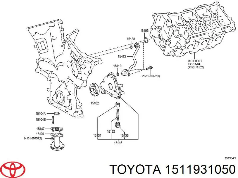 Vedante de bomba de óleo para Toyota 4Runner (GRN21, UZN21)