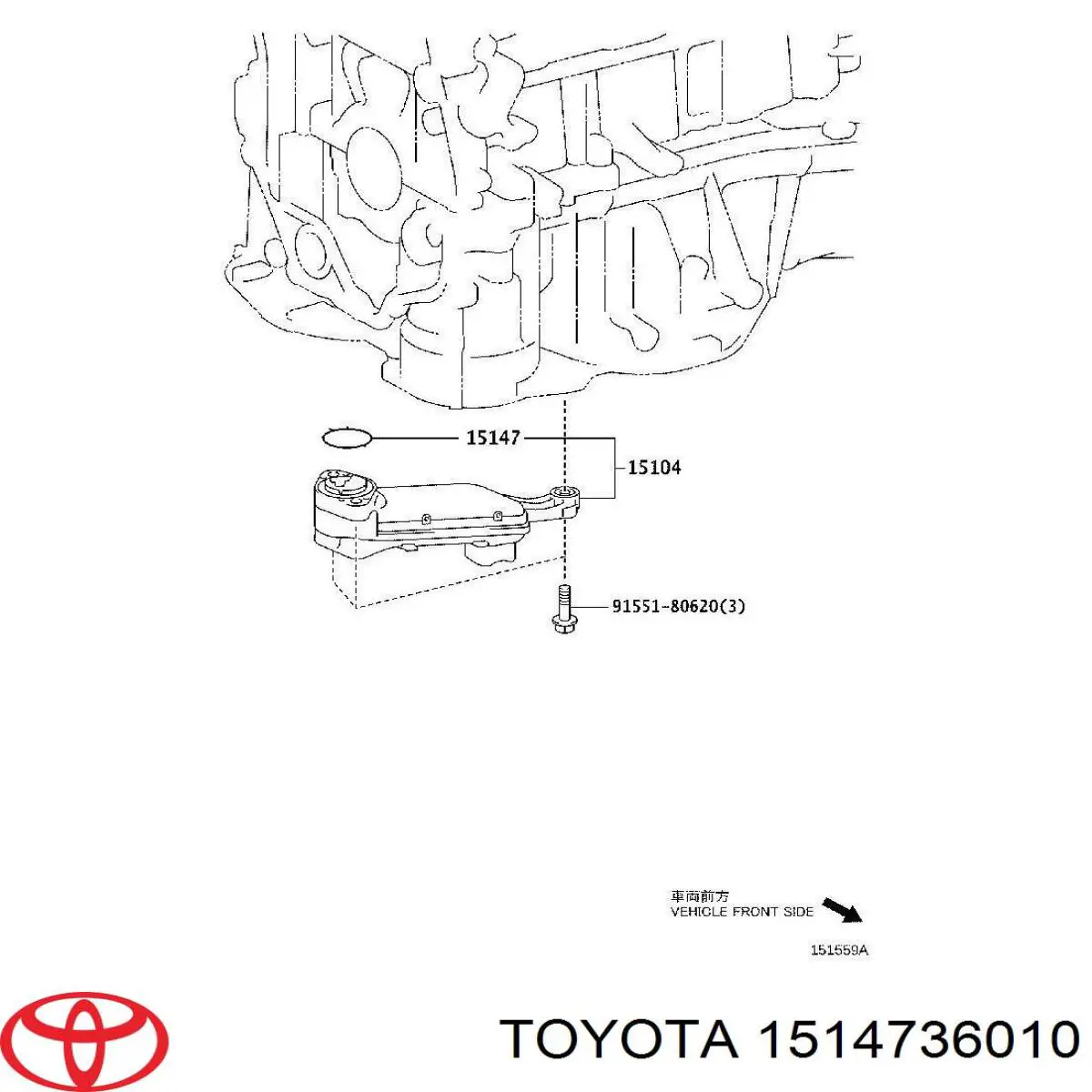 1514736010 Toyota vedante de receptor de óleo