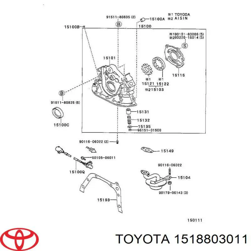1518803011 Toyota прокладка масляного насоса