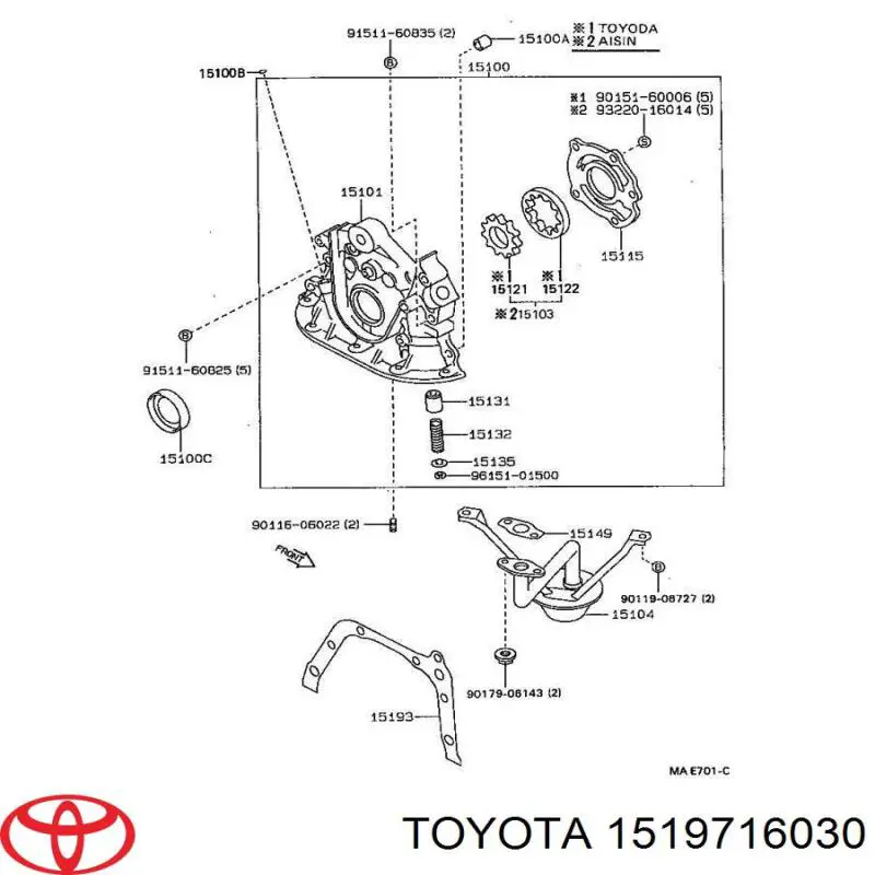 1519716030 Toyota vedante de bomba de óleo