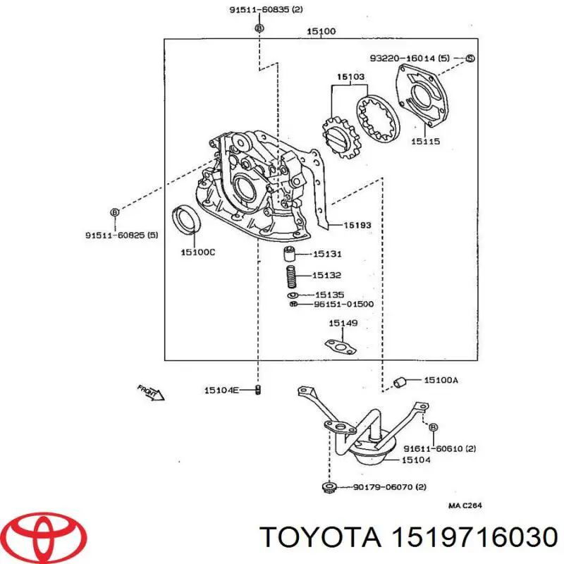 Junta, bomba de aceite 1519716030 Toyota