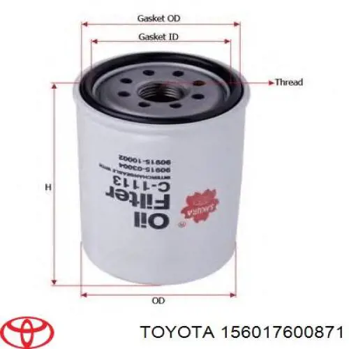 156017600871 Toyota масляный фильтр