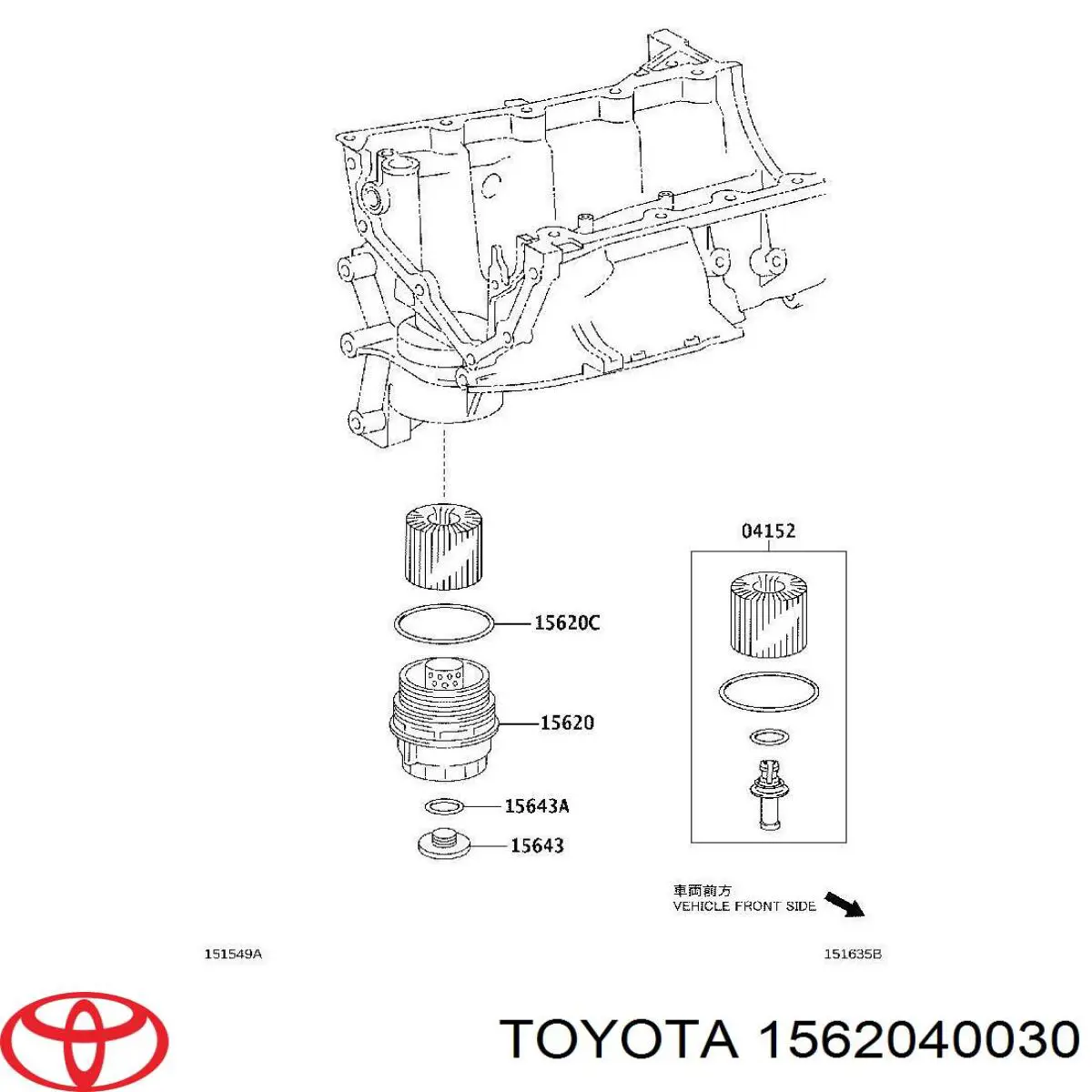 1562040030 Toyota caixa do filtro de óleo