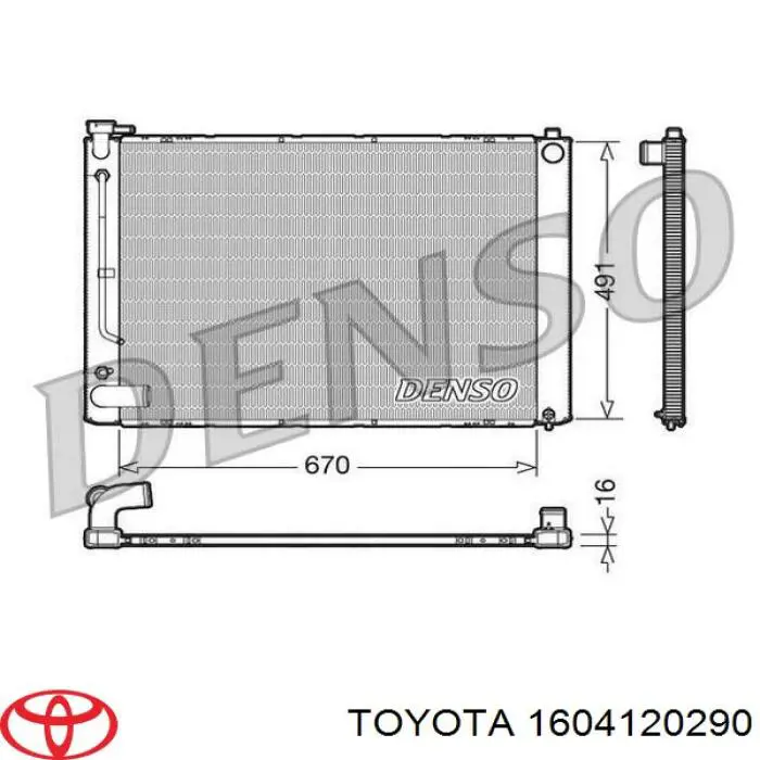 1604120290 Toyota radiador de esfriamento de motor