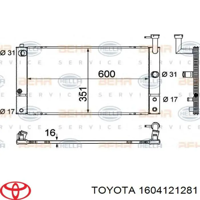 Радиатор охлаждения двигателя Toyota 1604121280 цена, от 102.45 USD
