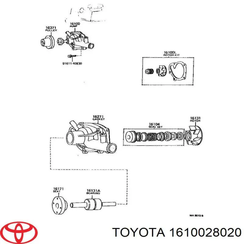 Bomba de agua 1610028020 Toyota