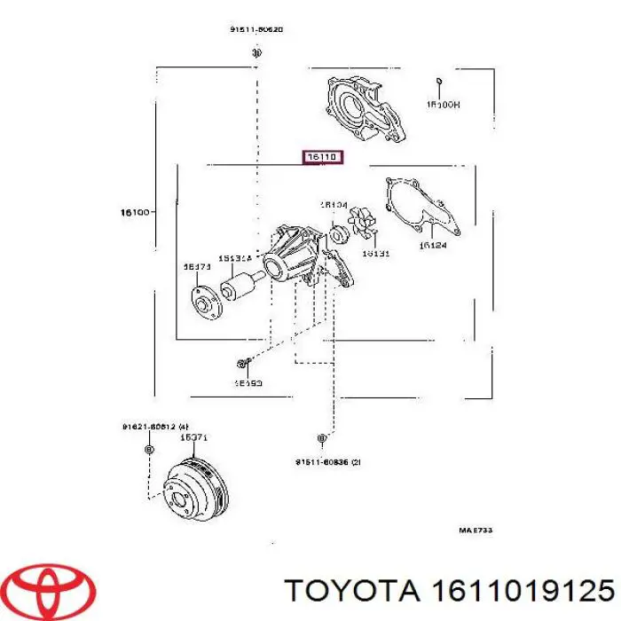 1611019125 Toyota bomba de água (bomba de esfriamento)