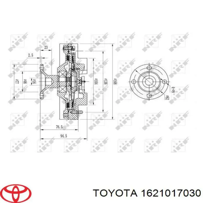 Embrague, ventilador del radiador 1621017030 Toyota