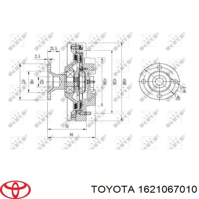 1621067010 Toyota acoplamento viscoso de ventilador de esfriamento