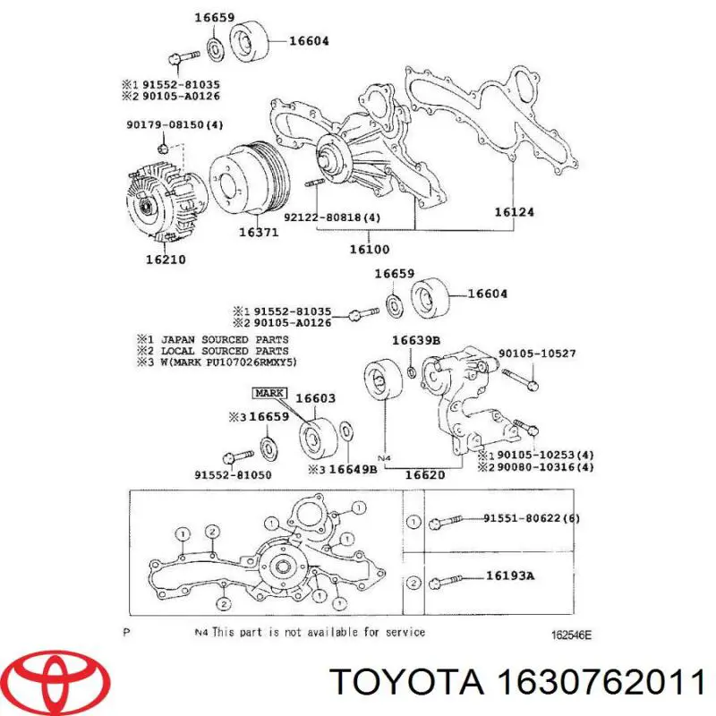 1630762011 Toyota вискомуфта (вязкостная муфта вентилятора охлаждения)