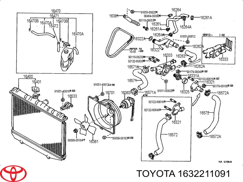 Шланг (патрубок) системы охлаждения на Toyota Corolla 