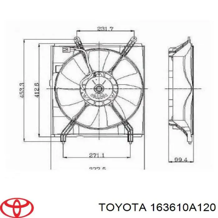 Купить 163610A120 Toyota Вентилятор (крыльчатка) радиатора охлаждения левый