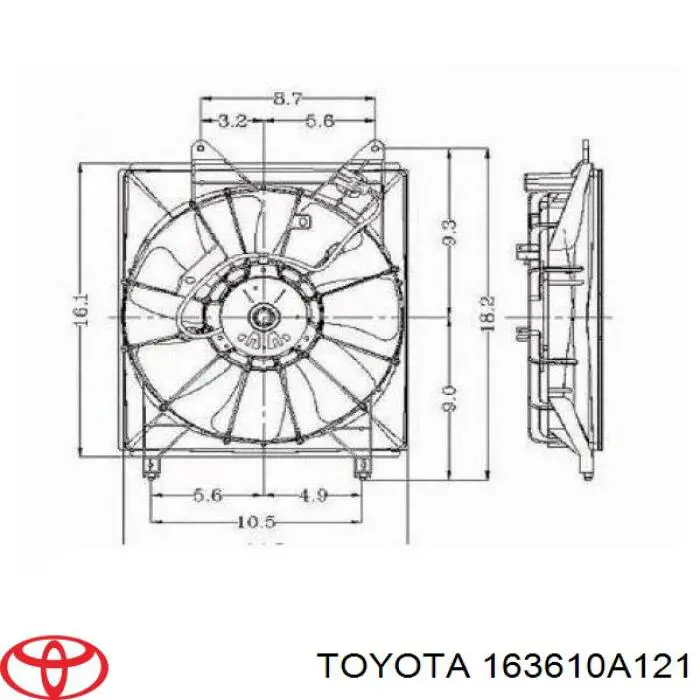 Вентилятор (крыльчатка) радиатора охлаждения левый 163610A121 Toyota