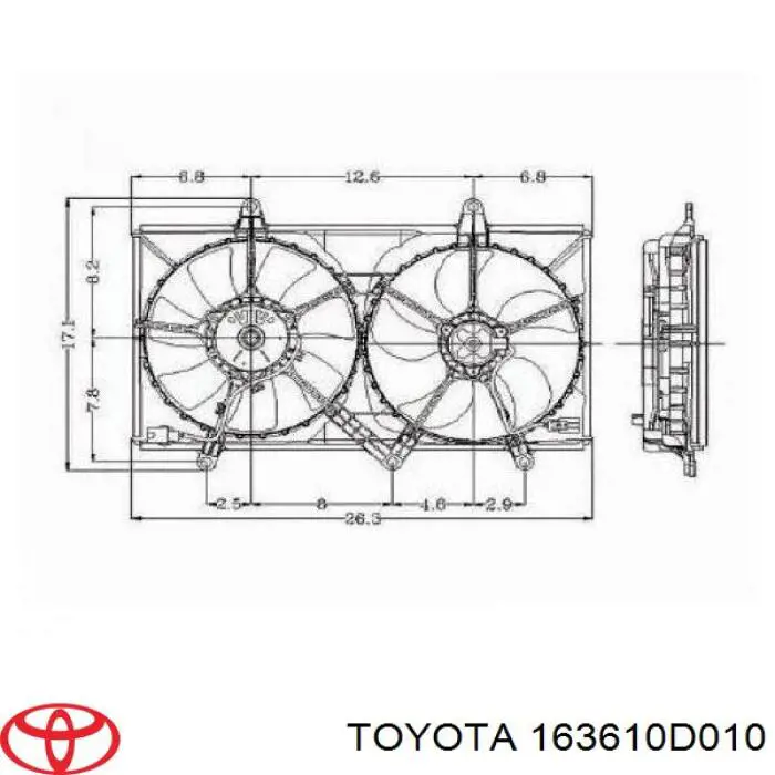 163610D010 Toyota вентилятор (крыльчатка радиатора охлаждения левый)