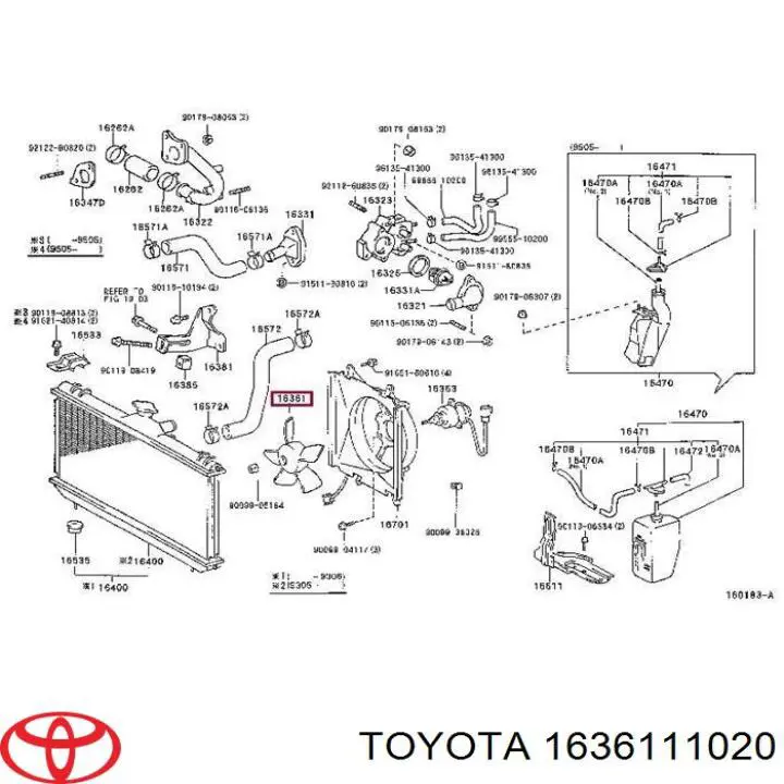 Купить 1636111020 Toyota Крыльчатка радиатора охлаждения