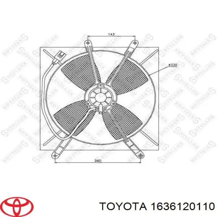 Вентилятор/крыльчатка радиатора охлаждения, левый Toyota 1636120110 цена, от 4483.49 UAH