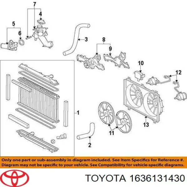 1636131430 Toyota Вентилятор радиатора охлаждения, правый