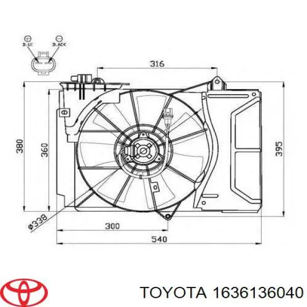 Ventilador (roda de aletas) do radiador de esfriamento direito para Toyota Camry (V50)
