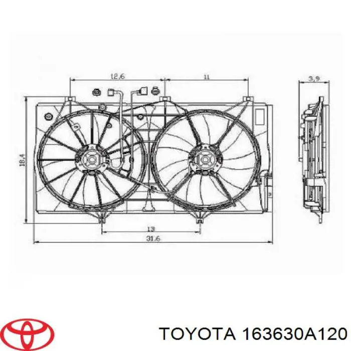 Купить 163630A120 Toyota Мотор вентилятора системы охлаждения левый