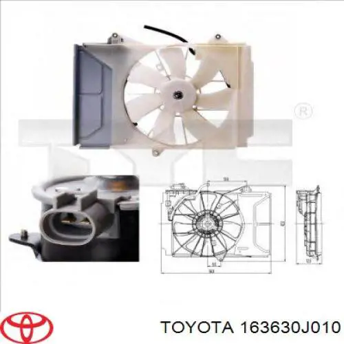 163630J010 Toyota ventilador (roda de aletas do radiador de aparelho de ar condicionado)