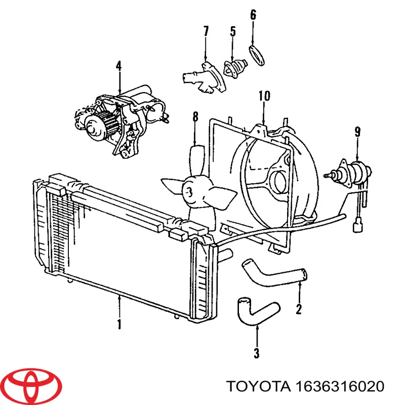 1636316020 Toyota мотор вентилятора системы охлаждения