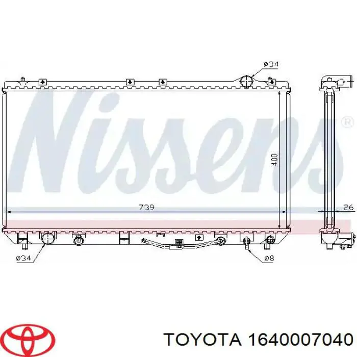 Радиатор охлаждения двигателя Toyota 1640062110 цена, от 65.04 USD