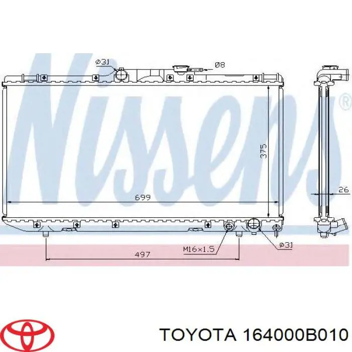 Радиатор охлаждения двигателя Toyota 164000B010 цена, от 141.54 USD
