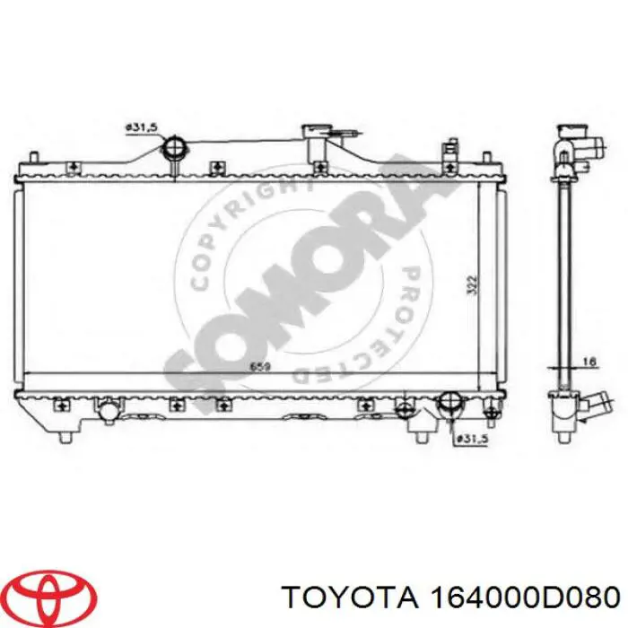 Радиатор охлаждения двигателя Toyota 164000D080 цена, от 104.03 USD