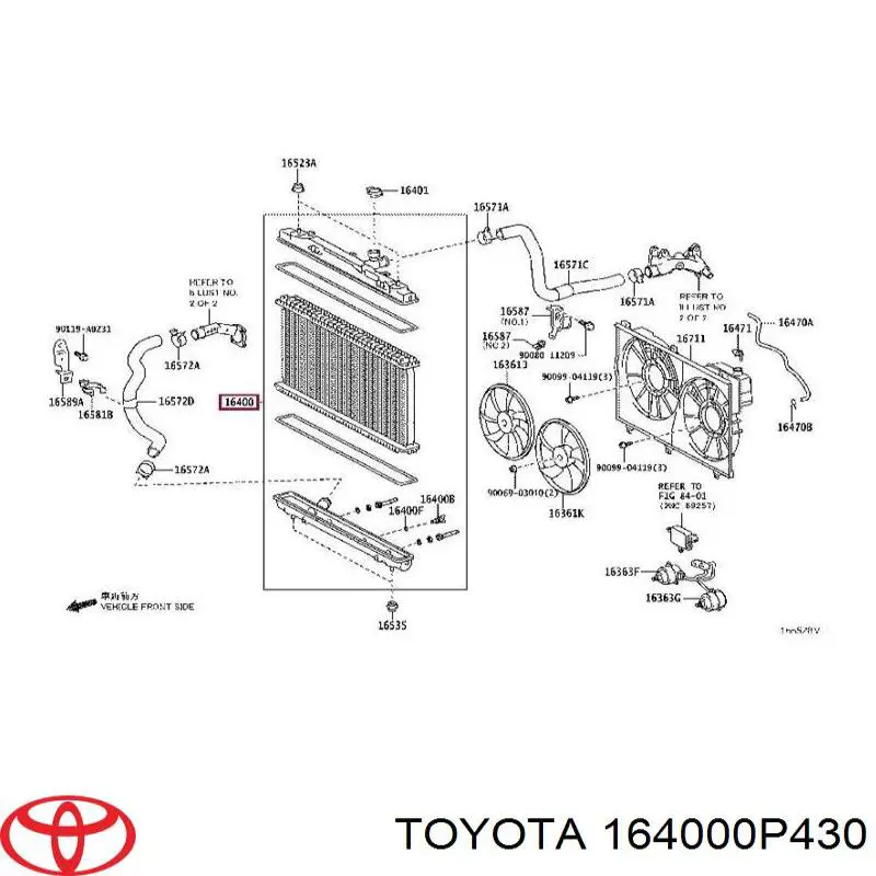 Купить 164000P540 Toyota Радиатор водяной