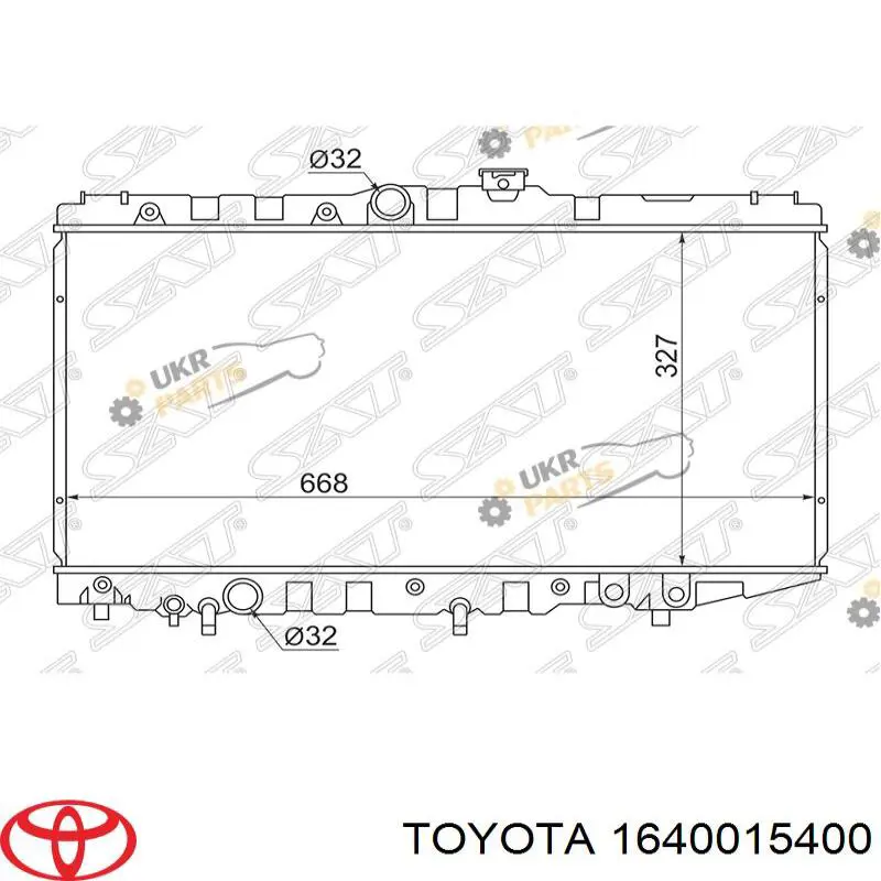 Купить 1640015400 Toyota Радиатор водяной